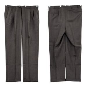 AMERICAN VINTAGE Berle Size 36R Men's Gray Plaid Pleat Front Dress Pants Trouser